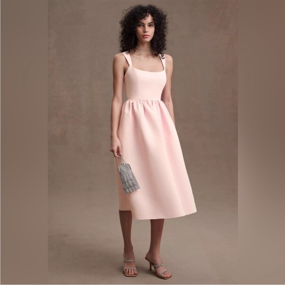 BHLDN Satin Midi Dress, Aletta/Blaine Square-neck Anthropologie 4 - Picture 10 of 16